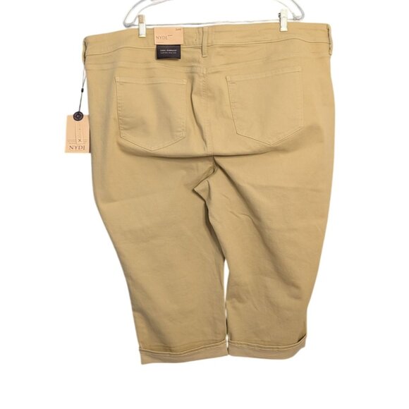 NYDJ Marilyn Crop Cuff Pant Beige 24W Straight Fit Lift Tuck Cool Embrace Denim - Picture 2 of 16